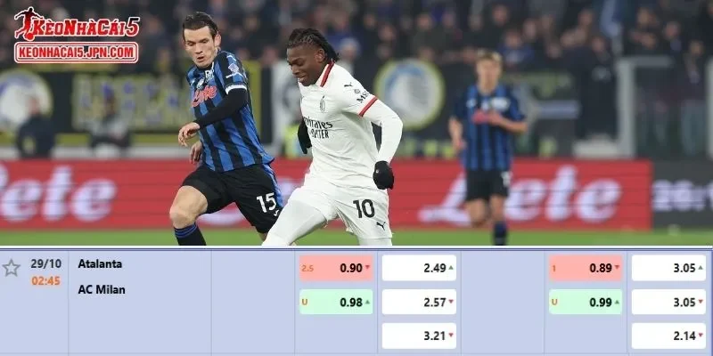 Tỷ lệ kèo chi tiết của trận Atalanta vs AC Milan