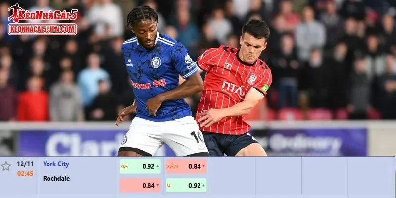 Soi kèo chi tiết nhất cho trận đấu giữa York City vs Rochdale