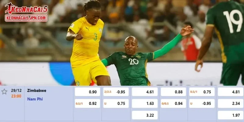 Tỷ lệ kèo chi tiết của của trận Zimbabwe vs South Africa