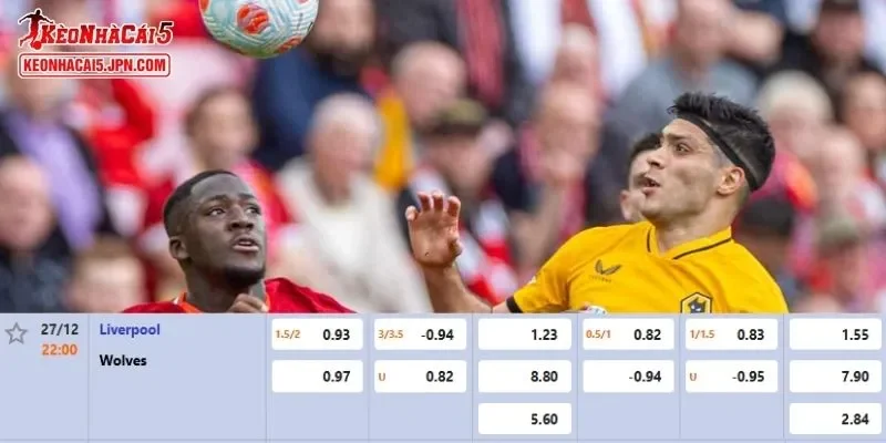 Tỷ lệ kèo chi tiết của trận Liverpool vs Wolves