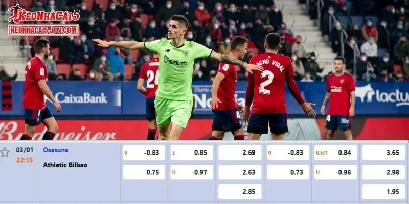 Tỷ lệ cược được cập nhật chi tiết nhất cho trận đấu giữa Osasuna Vs Athletic Club