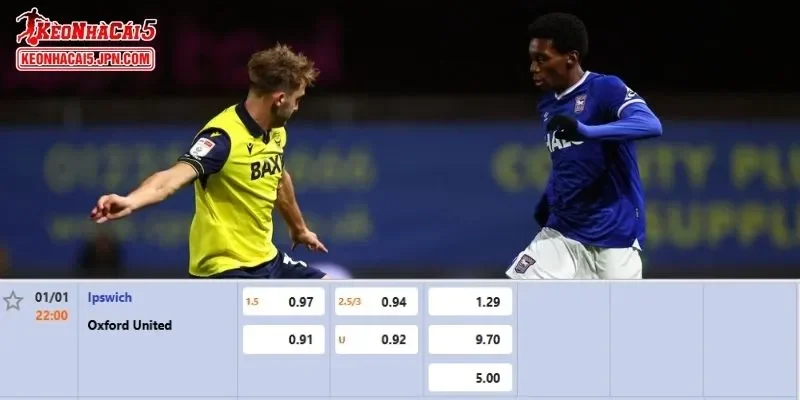 Tỷ lệ kèo chi tiết nhất cho trận đấu giữa Ipswich Town Vs Oxford United