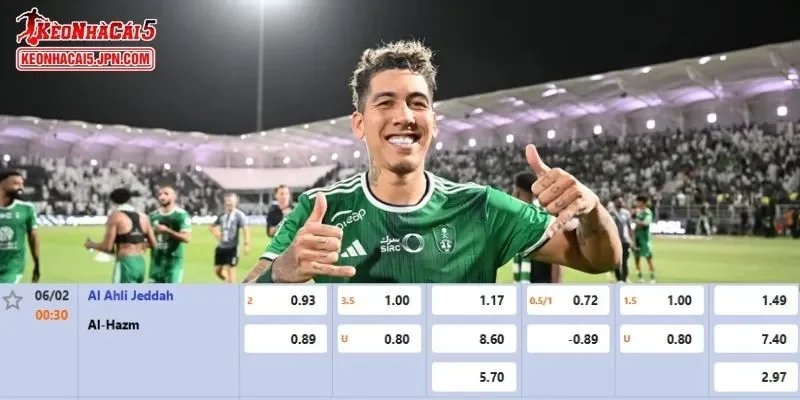 Tỷ lệ kèo chi tiết của của trận Al Ahli vs Al Hazm