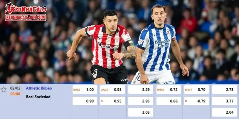 Tỷ lệ kèo chi tiết của trận Athletic Club vs Real Sociedad 
