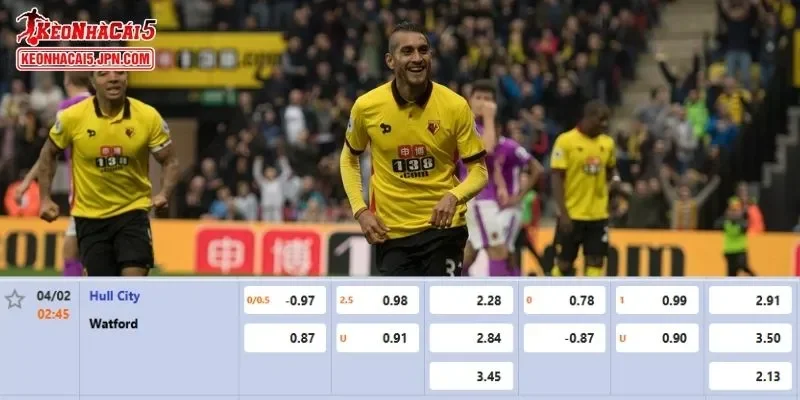 Tỷ lệ kèo được cập nhật mới nhất cho trận Hull City vs Watford