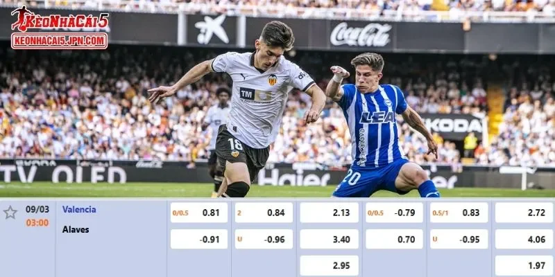 Tỷ lệ cược chi tiết và chuẩn xác cho trận Valencia vs Alaves