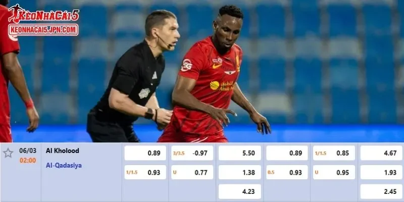 Tỷ lệ kèo chi tiết của của trận Al Kholood vs Al Qadsiah 