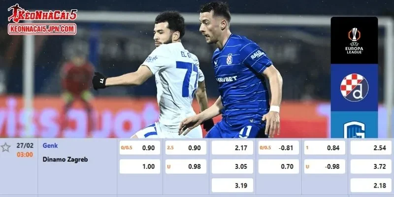 Tỷ lệ kèo đầy đủ nhất dành cho cuộc so tài Genk vs Dinamo Zagreb 