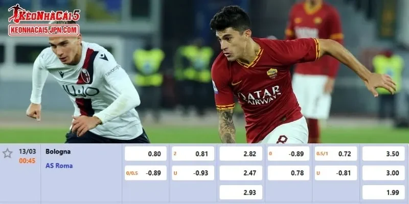 Tỷ lệ kèo được cập nhật chính xác nhất cho trận Bologna vs AS Roma